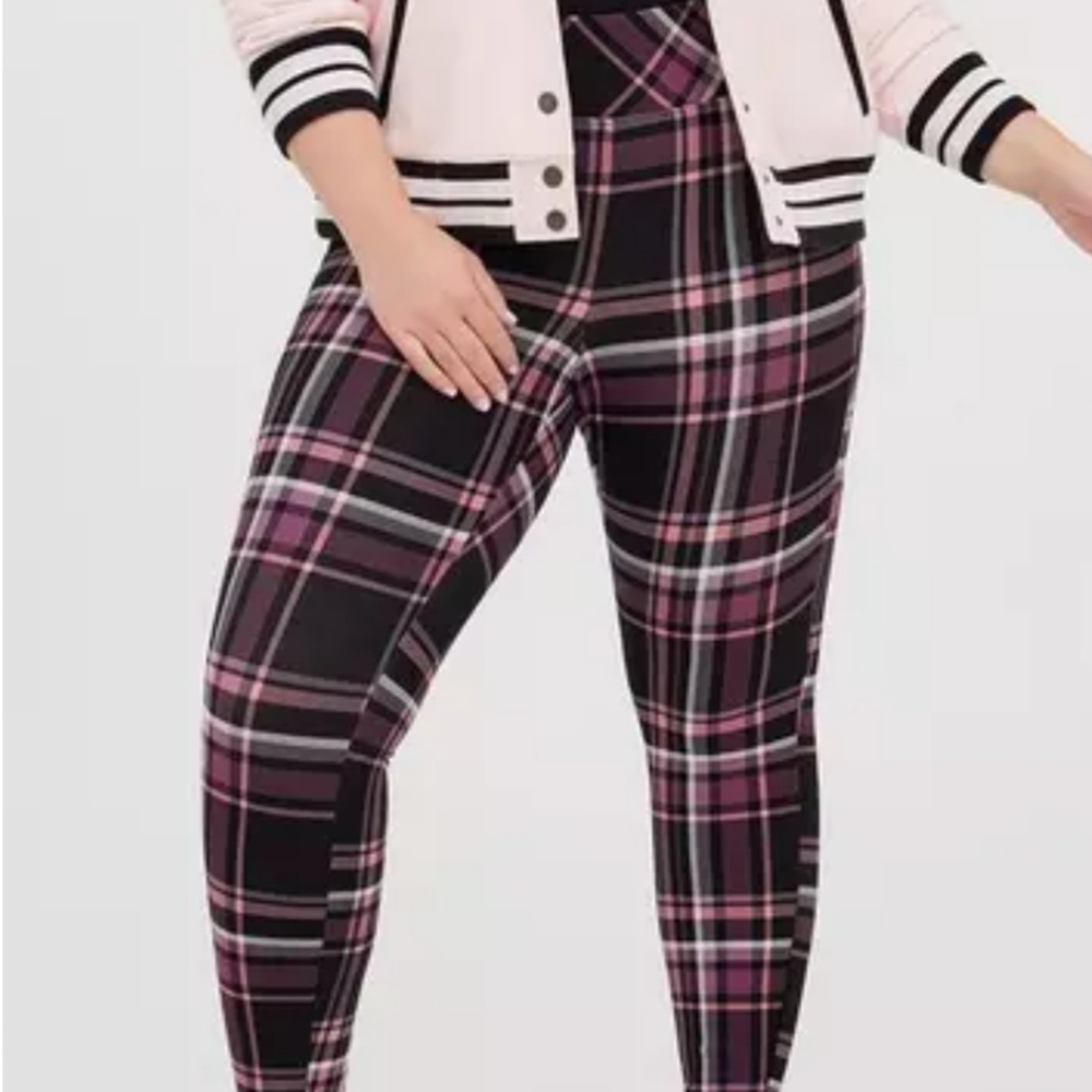 Torrid Pixie Pink and Black Plaid Leggings